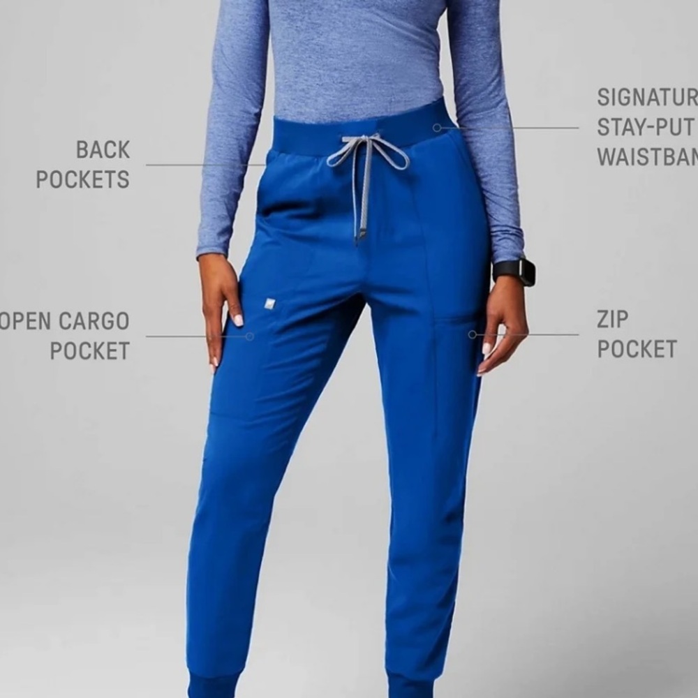 Fabletics high-rise on call jogger scrub pants royal blue